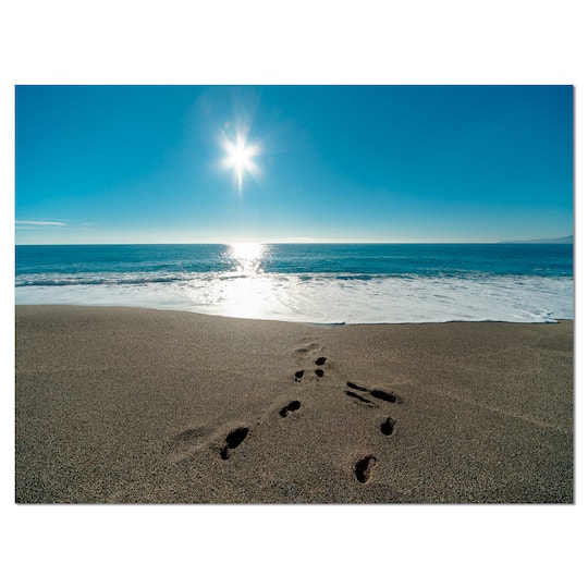 Designart - Blue Sea and Footprints in Sand